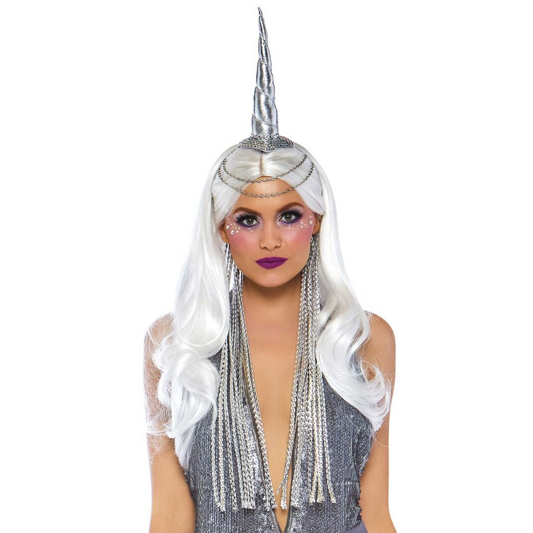 Bentita unicorn divin argintiu cu coama impletita leg avenue