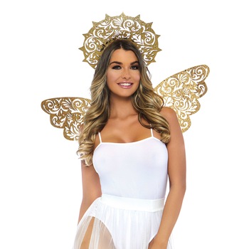 Set accesorii inger auriu aripi si coronita glitter leg avenue Set accesorii inger auriu aripi si coronita glitter leg avenue