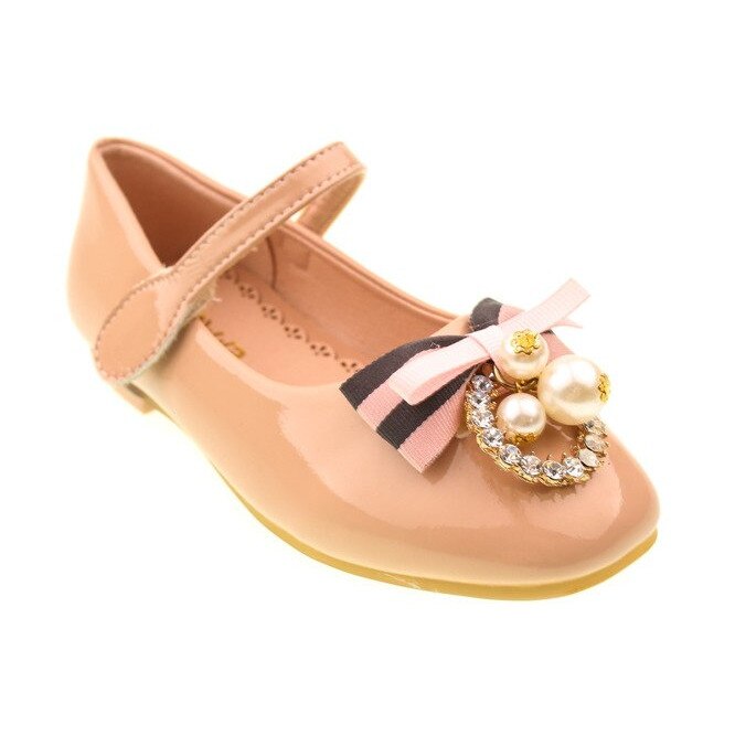 Pantofi eleganti fete, cu aplicatie, roz pal