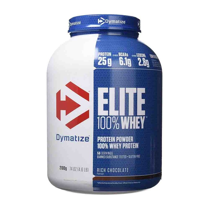 Pudra proteica pentru masa musculara, Elite Whey, Dymatize, Aroma chocolate fudge, 2100g