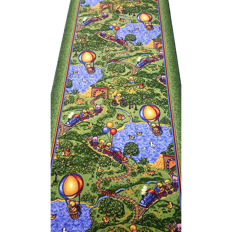 Traversa pentru Copii, Ursuleti, Verde, 100x400 cm, 820 gr/mp, 1x4 m.