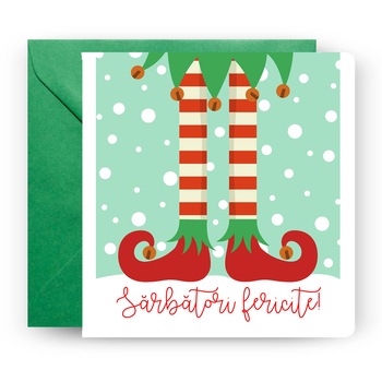 Felicitare de Craciun, Genette's ideas, Spiridus, 150x150mm Felicitare de Craciun, Genette's ideas, Spiridus, 150x150mm