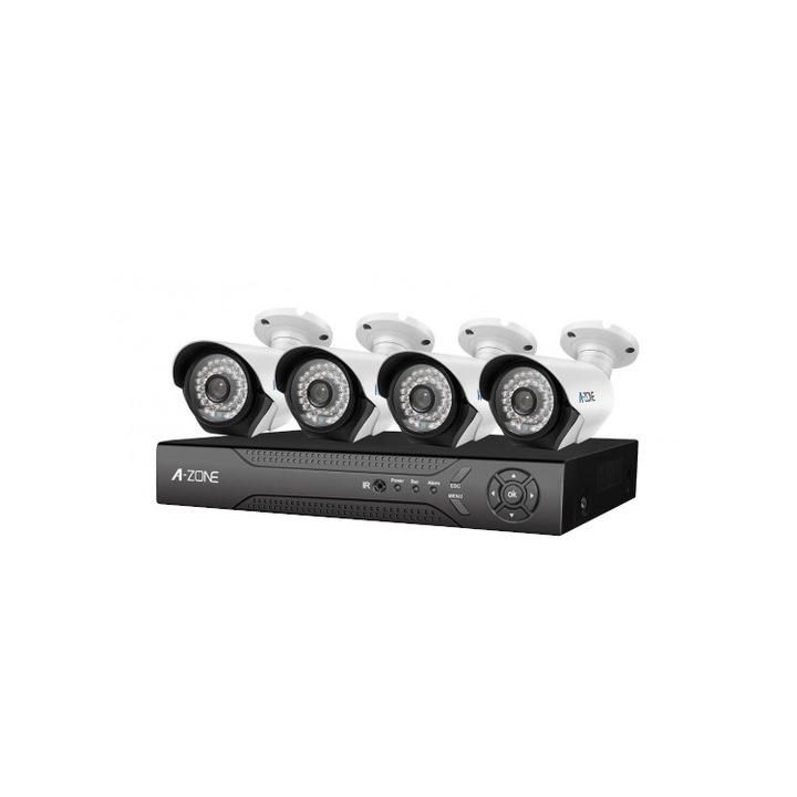 HD megfigyelő készlet, 1 megapixeles, 4 beltéri/kültéri kamerából áll