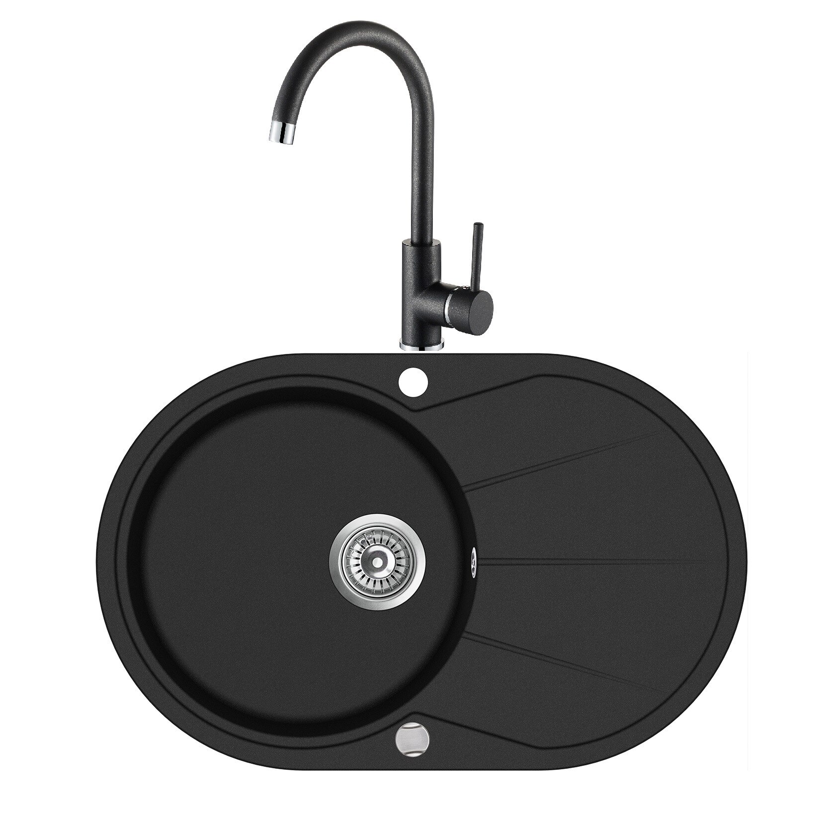 Pachet Aquasanita chiuveta , silicsana, cu baterie cartus ceramic, negru