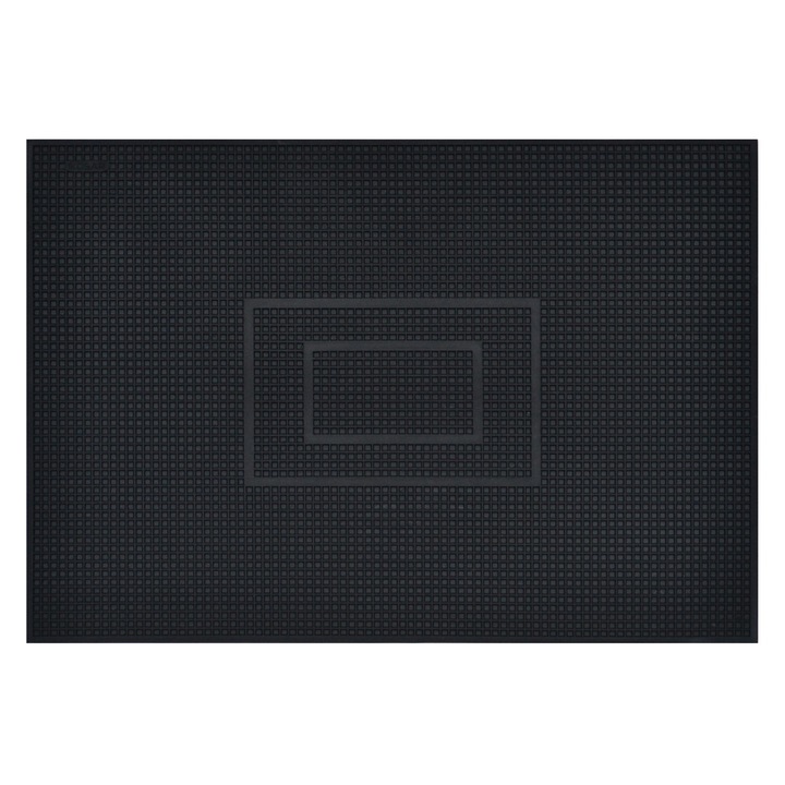 Килим тип "пчелна пита" за вход, гумен, черен цвят, правоъгълен, размер 60 х 40 см