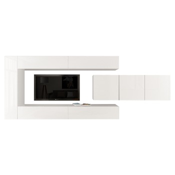 Set Mobila Living Modular Quadro 15 , MDF Lucios, ALB, Dimensiune 400 cm Set Mobila Living Modular Quadro 15 , MDF Lucios, ALB, Dimensiune 400 cm