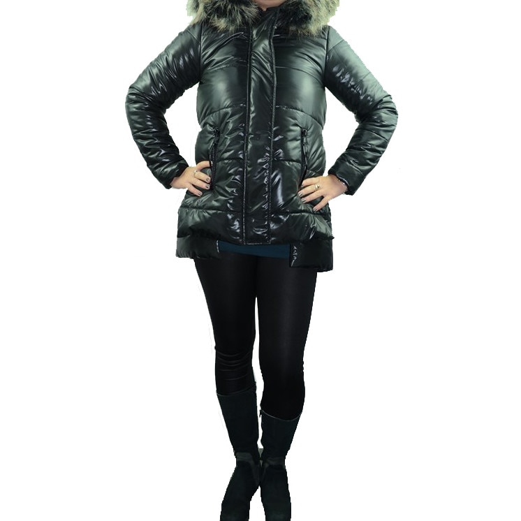 Geaca groasa pentru fete, Mikrus, cu gluga, Negru