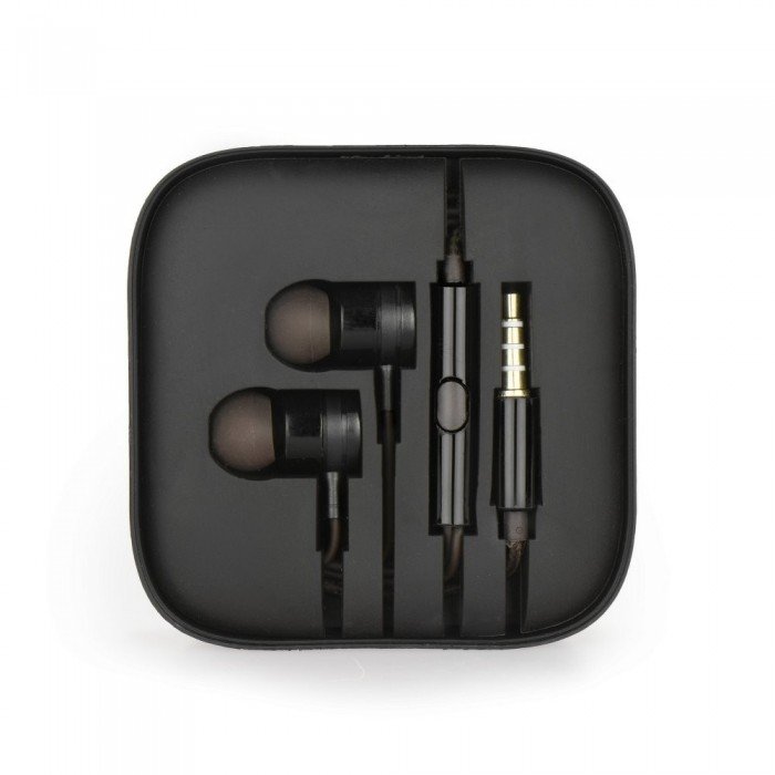 Casti Audio IN-EAR Metal, cu Microfon, Negru