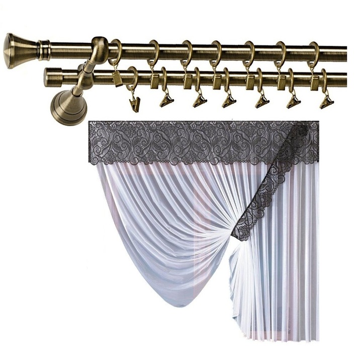 Set galerie Prince 19/19 - 160 cm aur antic + perdea Benita 400x180 + 200x40