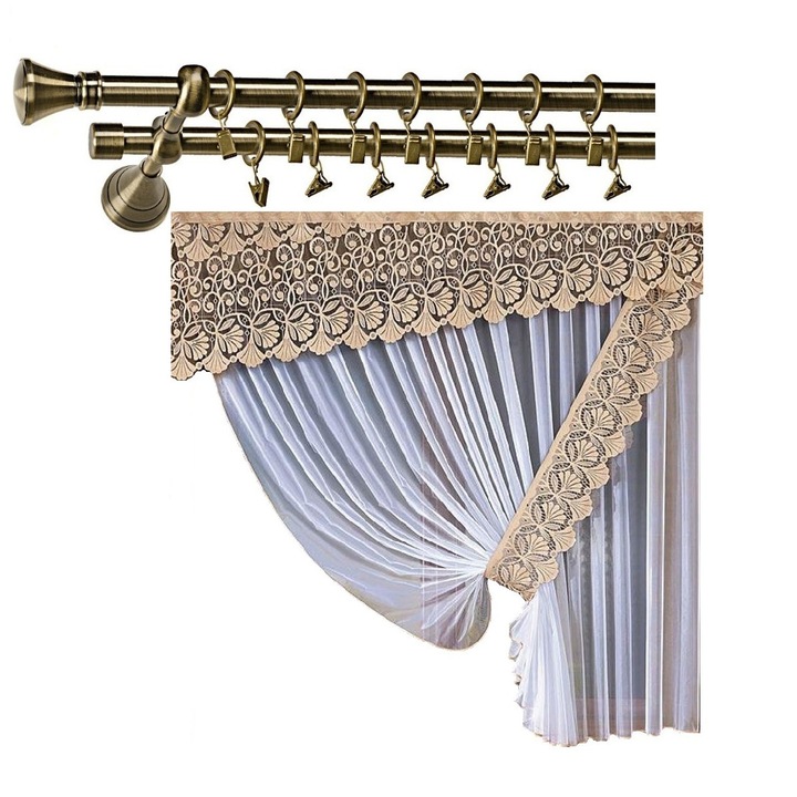 Set galerie Prince 19/19 - 200 cm aur antic + perdea Elin 350x190 + 220x60