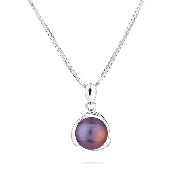 Колие Swan Pearls IEP0050B, Черна Перла, Сребро