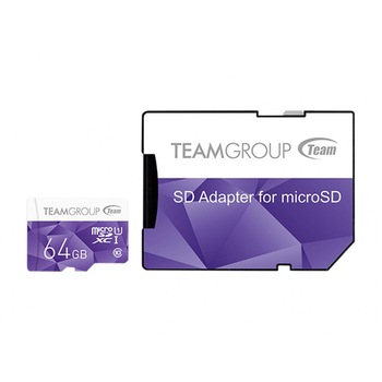 Card de Memorie Team Group Color microSDXC 64GB, UHS-I Class 10 + SD Adapter Card de Memorie Team Group Color microSDXC 64GB, UHS-I Class 10 + SD Adapter