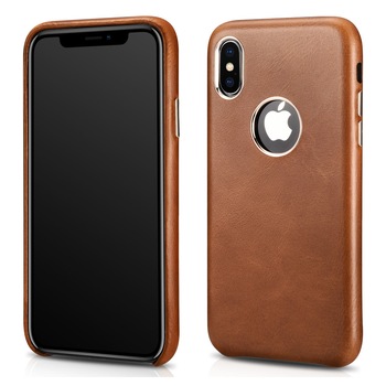 Husa iPhone XS, iCarer, slim din piele naturala, tip back cover, culoare Maro coniac Husa iPhone XS, iCarer, slim din piele naturala, tip back cover, culoare Maro coniac