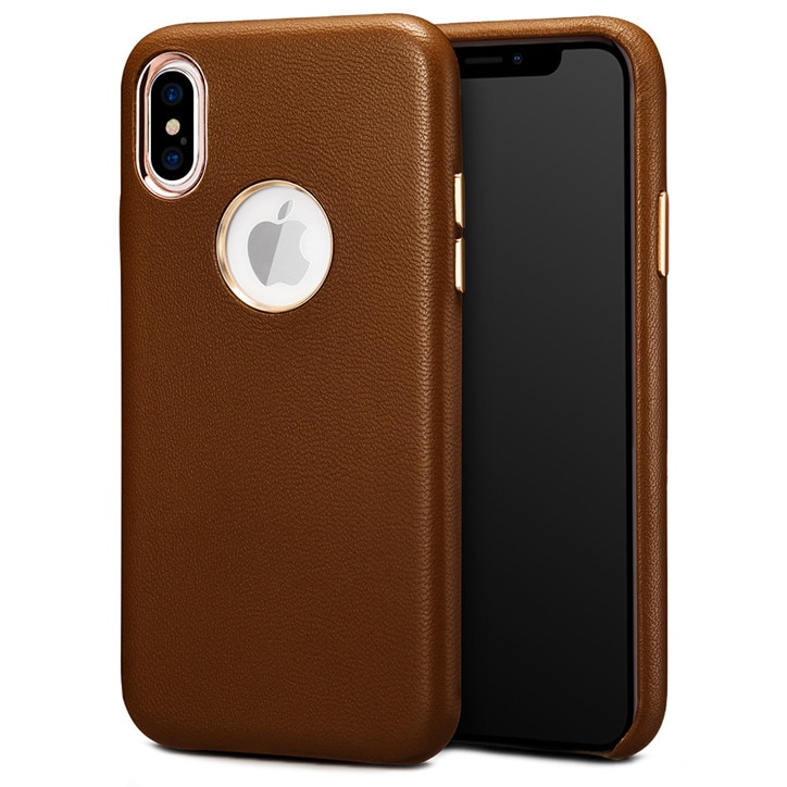 Husa iPhone XS Max, Xoomz by iCarer Lamb, slim, usoara din piele naturala de miel, tip back cover, culoare Maro