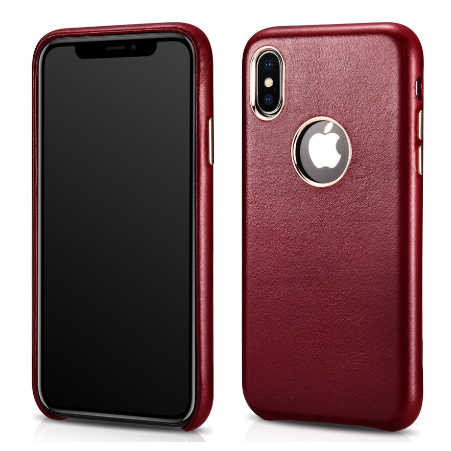 Husa iPhone XS Max, iCarer, slim din piele naturala, tip back cover, culoare Rosu burgund