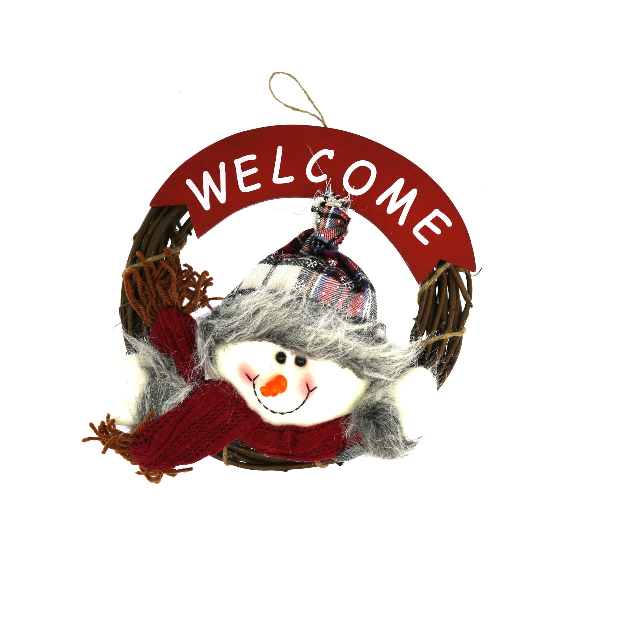 Decoratie Coronita Om de Zapada Craciun Welcome AndrewKai Home, Lemn 25x25