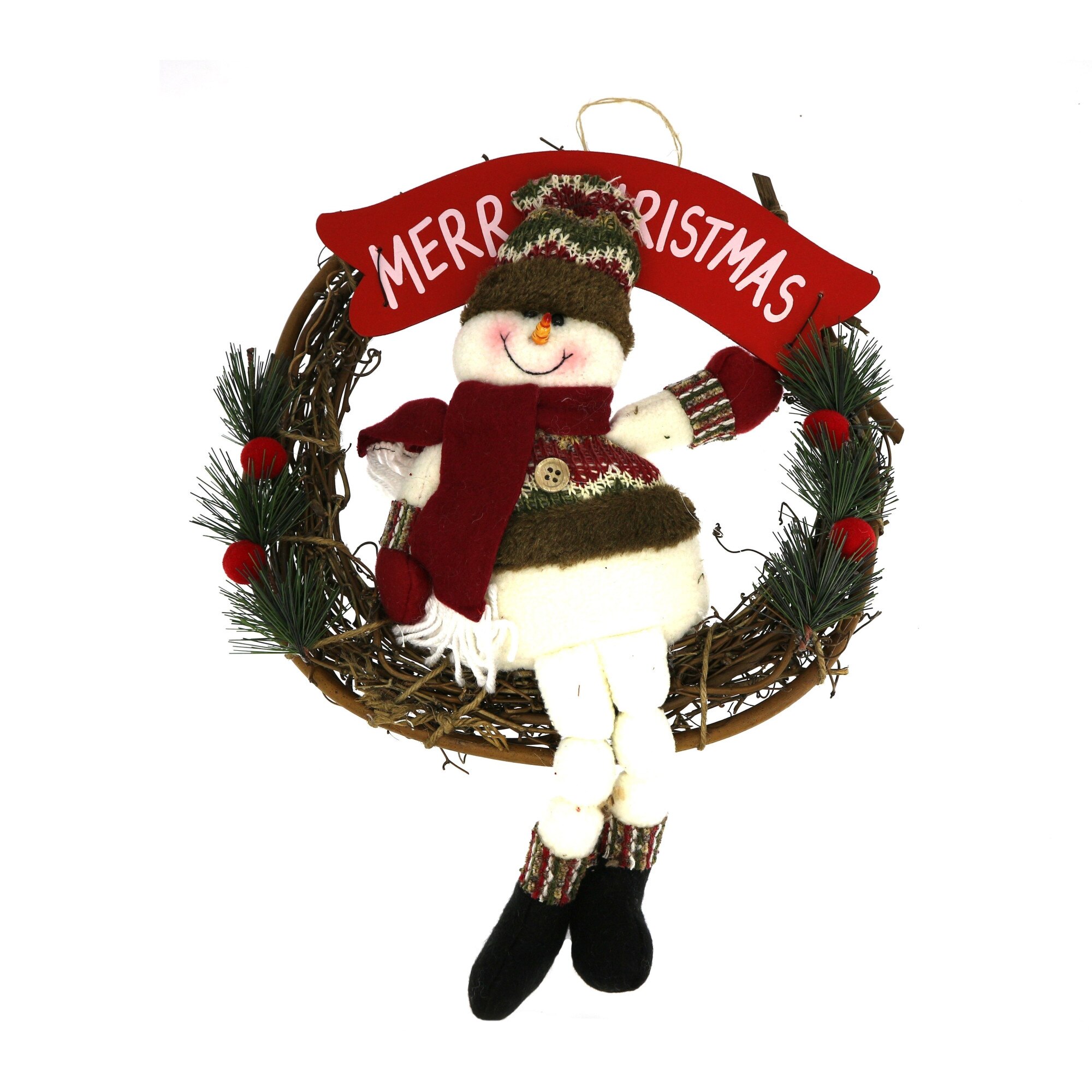 Decoratie Coronita Om de Zapada Craciun Welcome AndrewKai Home, Lemn 40x30