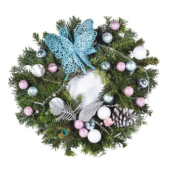 Coronita Brad Natural Camera Copilului Cu Instalatie Roz 40 cm Model Unicat Coronita Brad Natural Camera Copilului Cu Instalatie Roz 40 cm Model Unicat