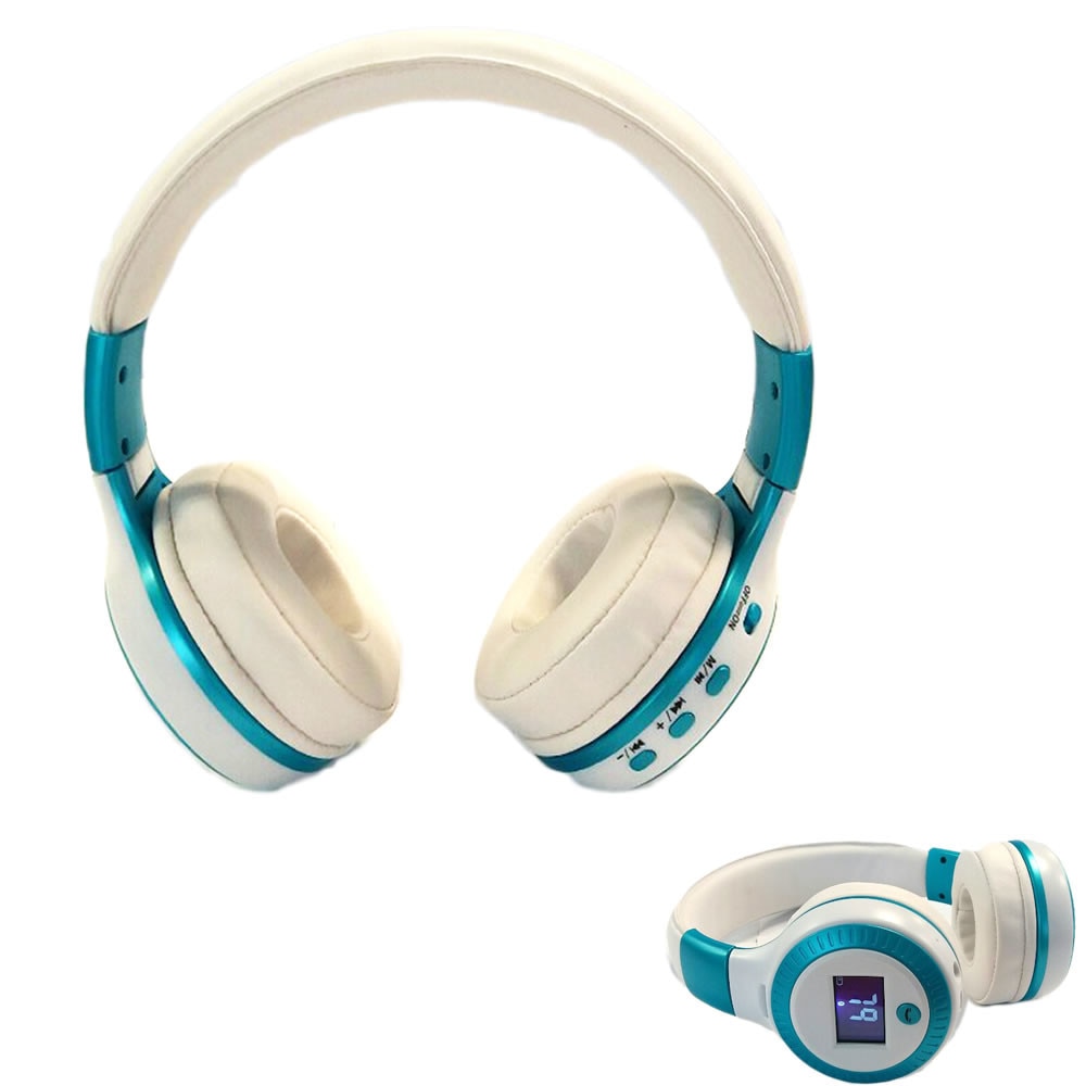 Casti audio Amobis B19, Bluetooth, FM, AUX, SD, MP3, microfon incorporat, Alb