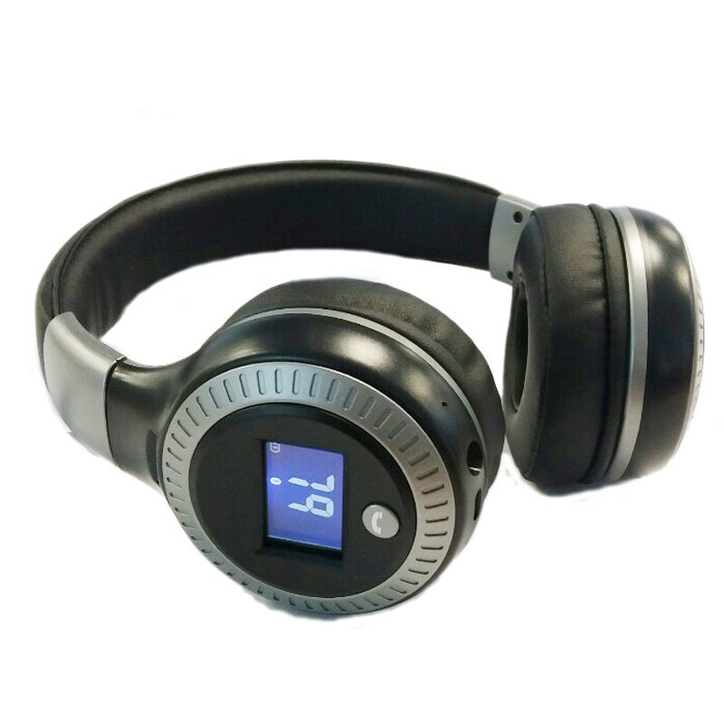 Casti audio Amobis B19, Bluetooth, FM, AUX, SD, MP3, microfon incorporat, Negru / Gri
