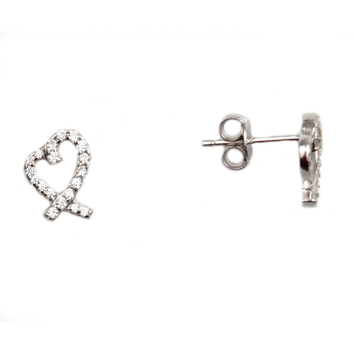 Cercei argint rodiat inimioare - DA89