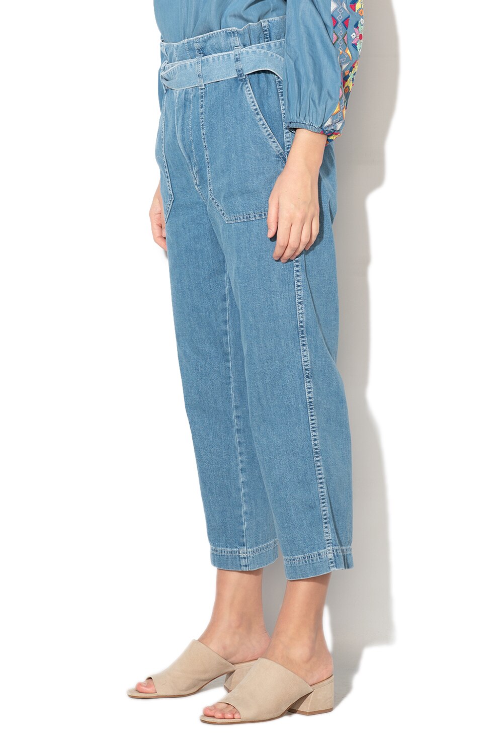 Pepe Jeans London, Blugi capri regular fit Phoebe, Bleu