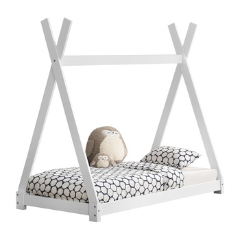 Pat copii Indira 2, en.casa,168 x 86 x 150 cm, material design lemn de brad, alb mat Pat copii Indira 2, en.casa,168 x 86 x 150 cm, material design lemn de brad, alb mat