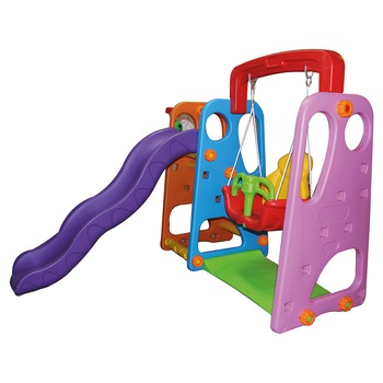 Loc de joaca 3 in 1, centru joaca, tobogan, leagan, cos baschet Kota Baby pentru interior/exterior Loc de joaca 3 in 1, centru joaca, tobogan, leagan, cos baschet Kota Baby pentru interior/exterior