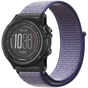 Curea ceas Smartwatch Garmin Fenix 5, 22 mm iUni Soft Nylon Sport, Midnight Blue