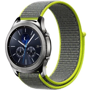 Curea ceas Smartwatch Garmin Fenix 5, 22 mm iUni Soft Nylon Sport, Grey-Electric Green Curea ceas Smartwatch Garmin Fenix 5, 22 mm iUni Soft Nylon Sport, Grey-Electric Green