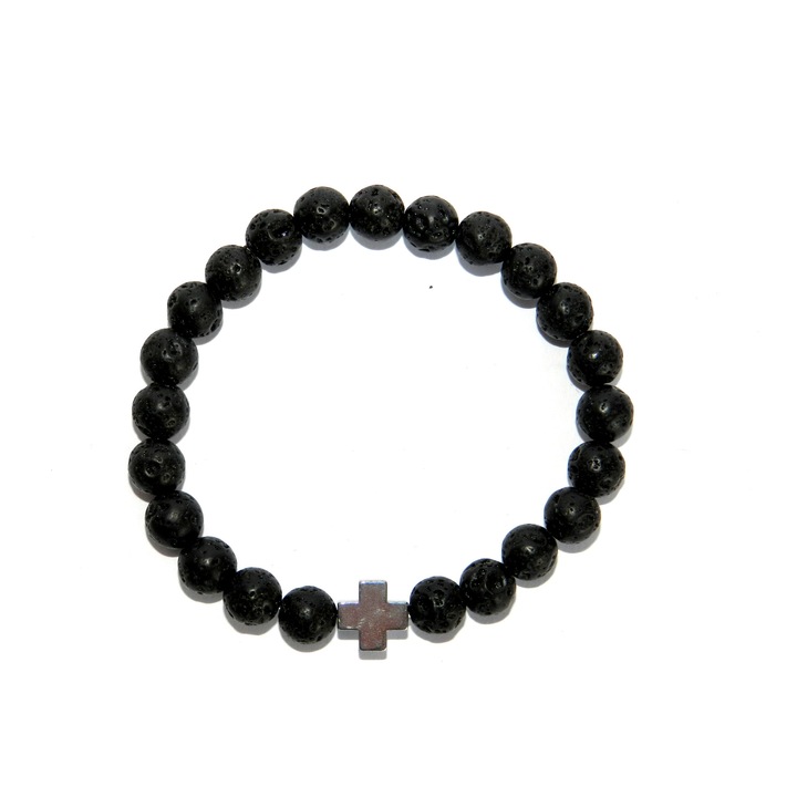 Karkötő vulkáni szikla csakra szürke kereszt