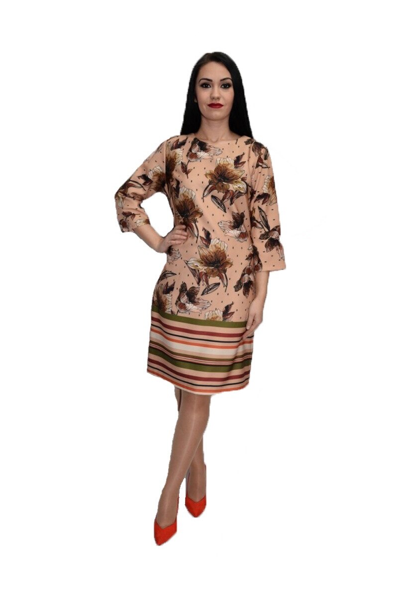 Rochie de zi cu design floral, D&J Exclusive, Plamaniu, Plamaniu
