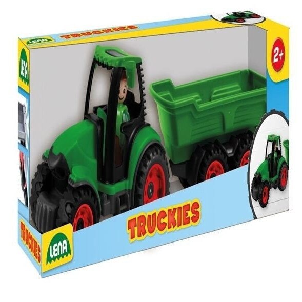 Jucarie tractor cu remorca Lena, Multicolor