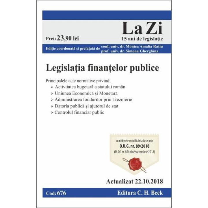 Legislatia finantelor publice act. 22.10.2018
