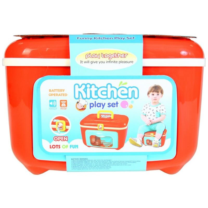 Set de joaca bucatarie valiza scaunel cu muzica si lumini 28X21X24 cm Roz