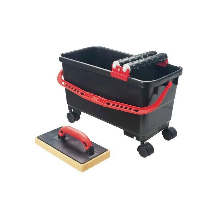 Set galeata cu roti si gletiera Strend Pro Vinnon 0111, pentru faiantari, 24l