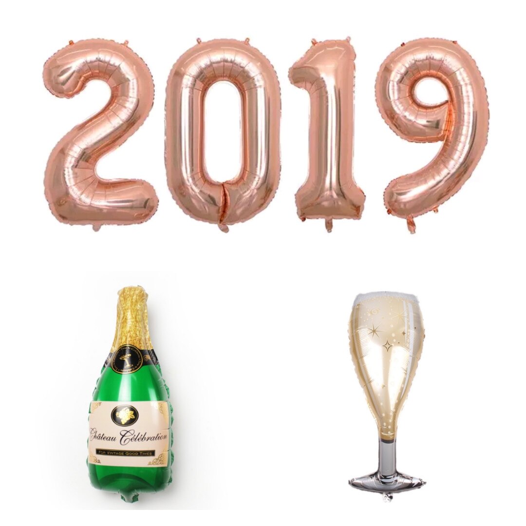 Set Baloane Petrecere Revelion 2019, Rose-Gold, 105 cm