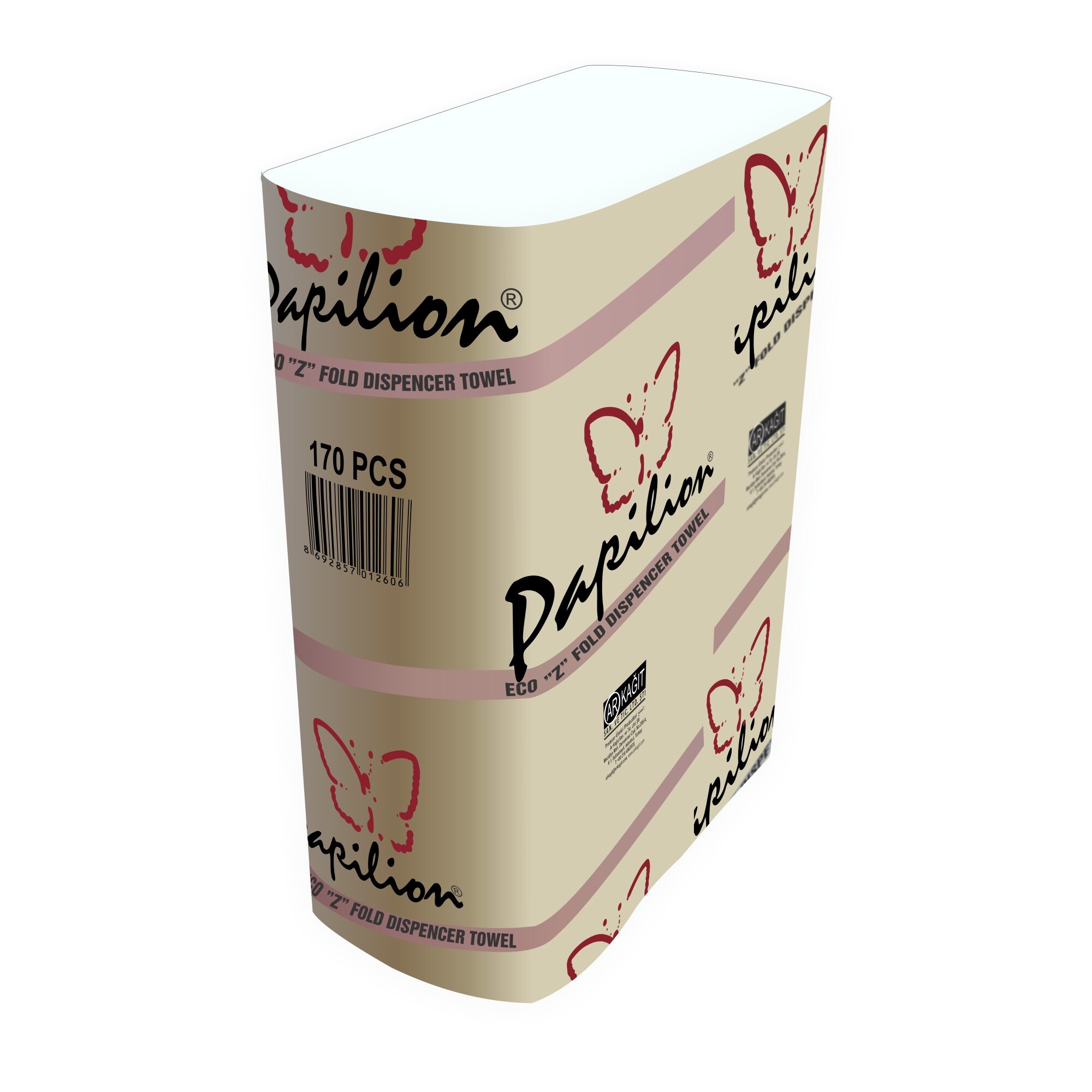 Prosoape de hartie pliate Z Papilion Eco, 170 foi, 23 x 21 cm