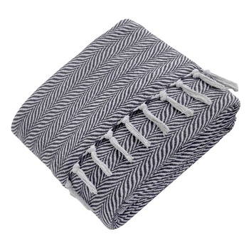 Patura Throw cu ciucuri Home Stil, 80% bumbac, 20% PES, 200x230 cm, model retro de impletitura, antracit Patura Throw cu ciucuri Home Stil, 80% bumbac, 20% PES, 200x230 cm, model retro de impletitura, antracit