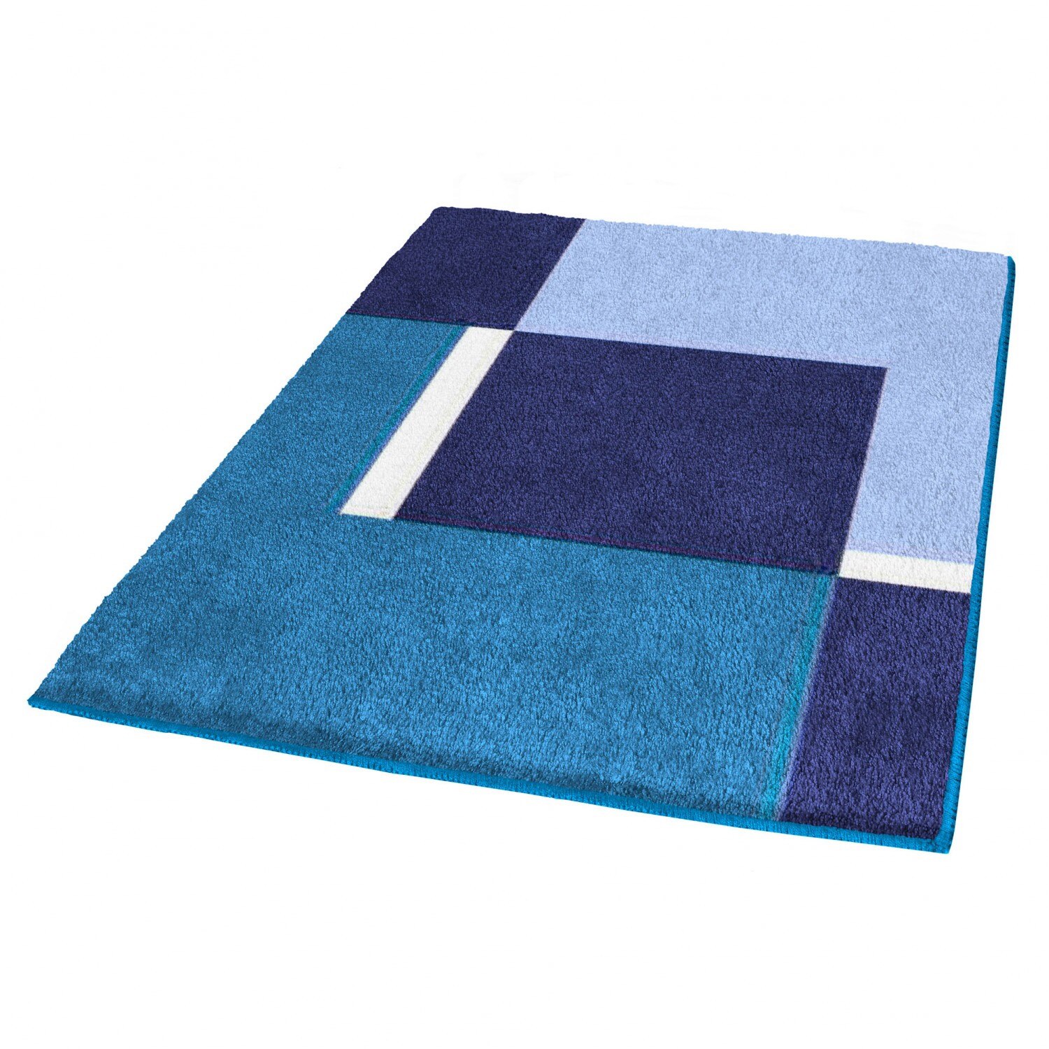 Covor iMK® pentru baie, Usor de intretinut, Albastru , Antiderapant, Moale, 60 cm