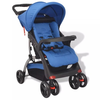 Carucior pentru copii, vidaXL, Tesatura, Albastru, 102 x 52 x 100 cm Carucior pentru copii, vidaXL, Tesatura, Albastru, 102 x 52 x 100 cm