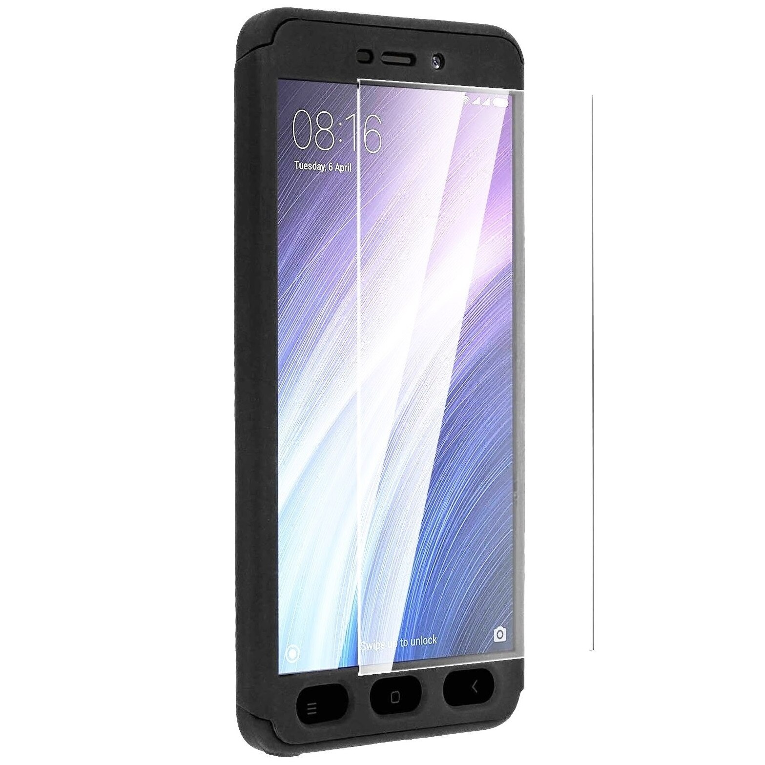 Husa Full Cover 360° (fata + spate + folie sticla) pentru Xiaomi Redmi 4A, Negru