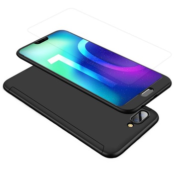Husa Full Cover 360° (fata + spate + folie sticla) pentru Huawei Honor 10, Negru Husa Full Cover 360° (fata + spate + folie sticla) pentru Huawei Honor 10, Negru