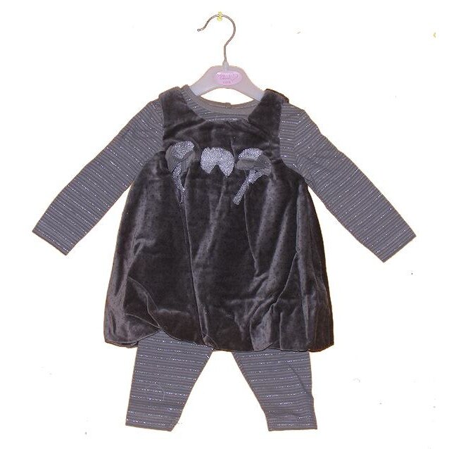 Rochita catifea tip sarafan, Cutey Couture , Gri, varsta 18-24 luni