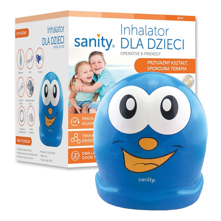 Инхалатор Sanity Inhaler Kids, aерозолен апарат с компресор, за бебета, деца и възрастни