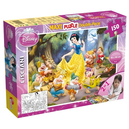 Puzzle Lisciani, Supermaxi cu 2 fete, Alba ca zapada, 150 piese