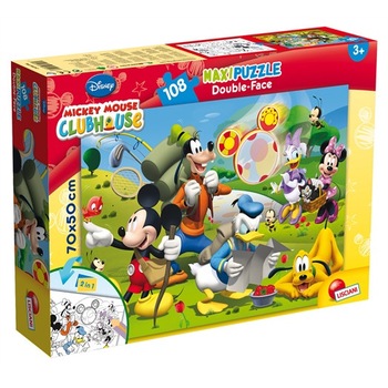 Puzzle Lisciani, Supermaxi cu 2 fete, Mickey - parcul de distractii. 108 piese Puzzle Lisciani, Supermaxi cu 2 fete, Mickey - parcul de distractii. 108 piese