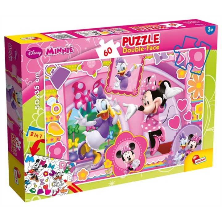Puzzle Lisciani, Plus, cu 2 fete, Minnie, 60 piese