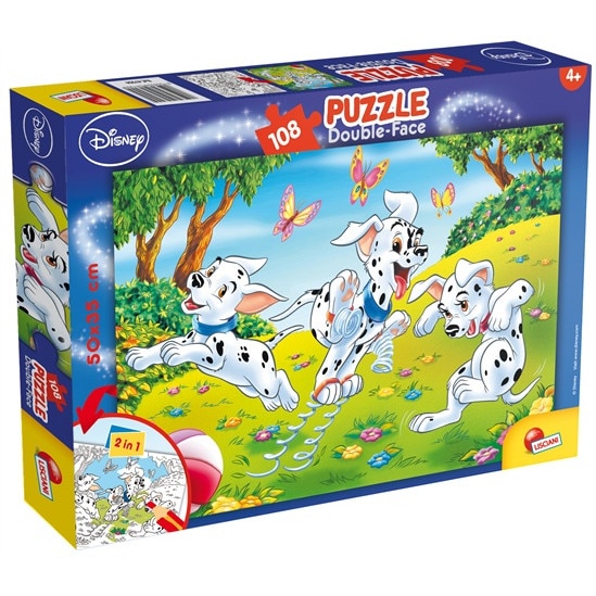 Puzzle Lisciani, Supermaxi cu 2 fete, 101 Dalmatieni, 108 piese