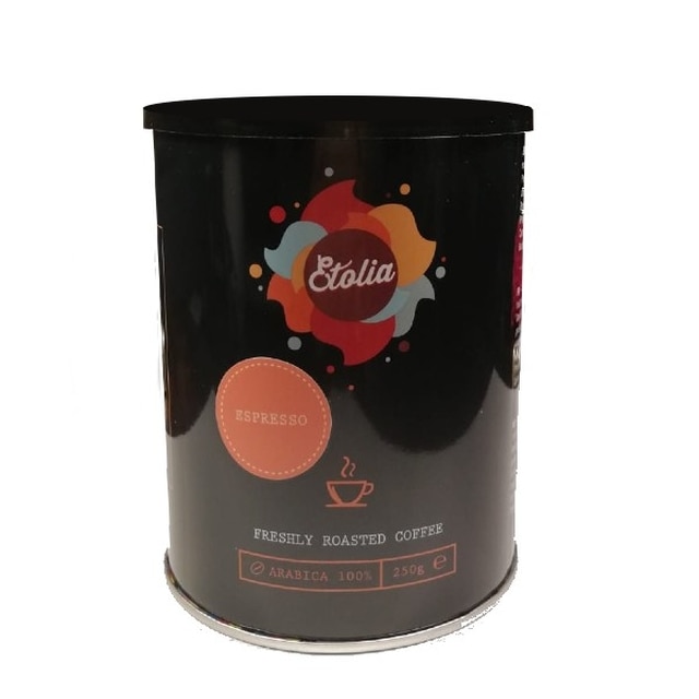Cafea boabe proaspat prajita Etolia Espresso cutie metalica 250g